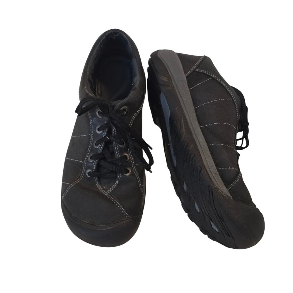 KEEN Women’s Black Leather Lace Up Walking Shoes Size 9 EU 39.5 Comfort